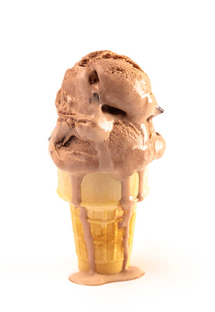 Chocolate Ice Cream Cone Isolated on a White Background