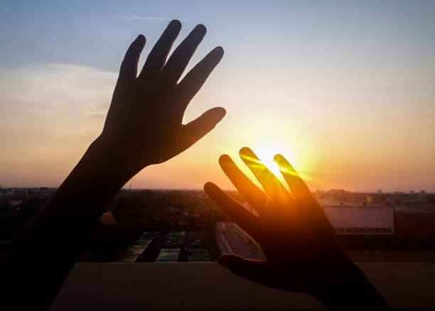 istock Beautiful sunset, silhouette touch the sun 1171240564