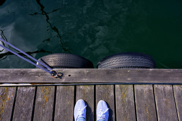 old tires at local port in Phuket, Thailand, water