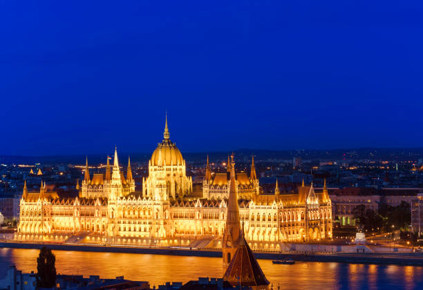 istock Budapest parliament building at night. blue sky background 1171247916