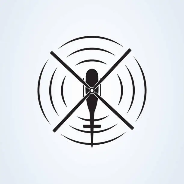 Vector illustration of helicopter top view. Simple vector modern icon design illustration.