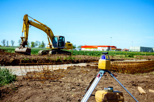istock Modern device makes topographic measurements with laser, total center 1171263975