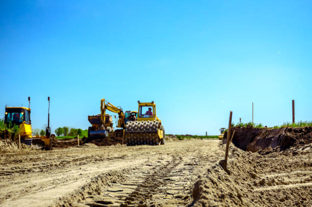 istock Tracks in sand at building site 1171264189
