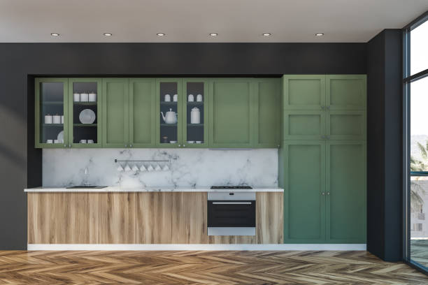 istock Green and gray kitchen with countertops 1171264950