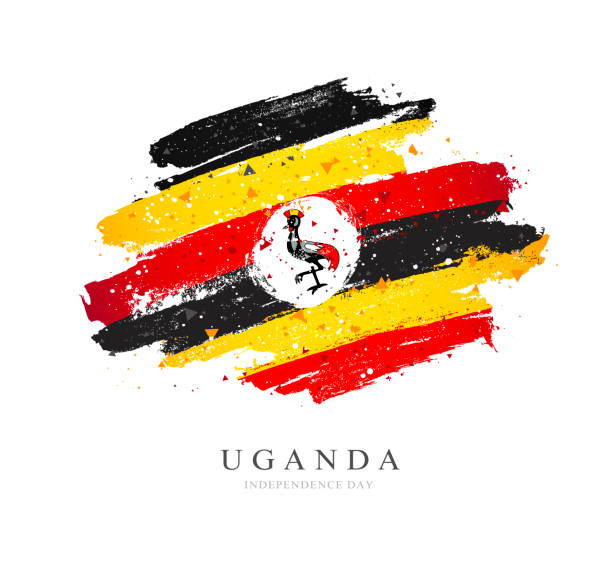 Flag of Uganda. Vector illustration on a white background. Flag of Uganda. Vector illustration on a white background. Brush strokes are drawn by hand. Independence Day. uganda stock illustrations