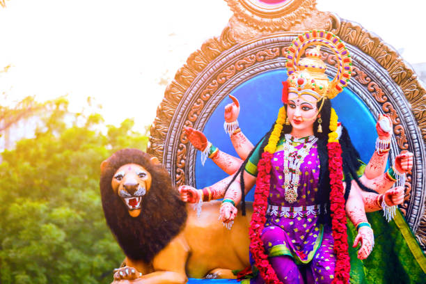 뒤세라 페스티벌, 인도 나브라트리 축제 - hinduism goddess ceremony india 뉴스 사진 이미지