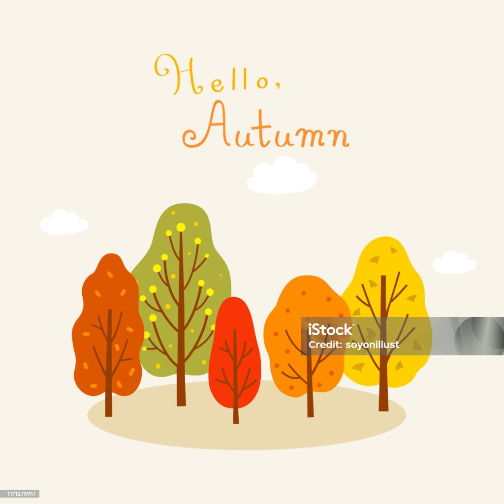 가을 나무 배경입니다 가을 풍경 일러스트 0명에 대한 스톡 벡터 아트 및 기타 이미지 - 0명, 10월, 11월 - Istock