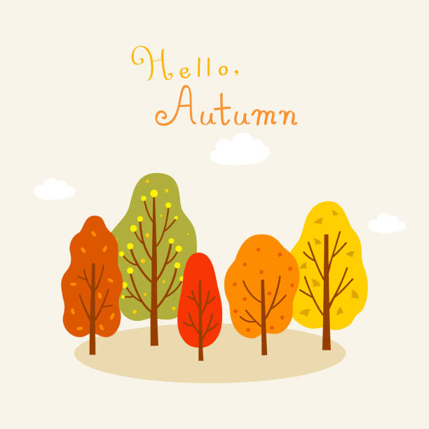 가을 나무 배경입니다 가을 풍경 일러스트 0명에 대한 스톡 벡터 아트 및 기타 이미지 - 0명, 10월, 11월 - Istock