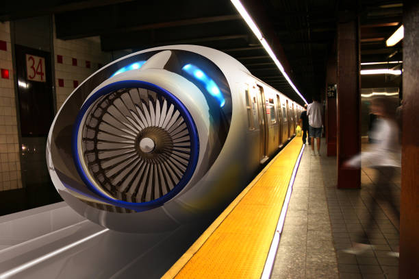 Real Hyperloop Train Station and Passengers New generation transportation system in the speed tube. Some parts of the New York subway will be renewed and transformed into Hyperloop stations in the near future.

I took this photo in 2012 during my trip to New York. Here is a photo manipulation. Another subway photo I took in New York is on istock. File number: 843771740 high speed train photos stock pictures, royalty-free photos & images
