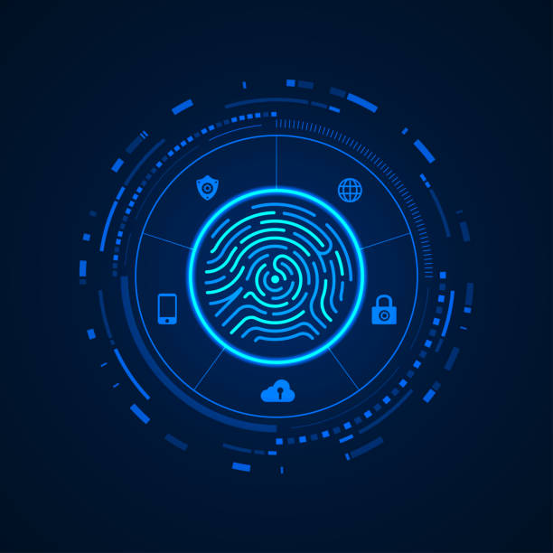 fingerprint cyber vector art illustration