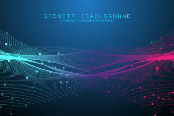 erweiterung des lebens. bunte explosion hintergrund mit verbundenen linie und punkte, wellenfluss. visualisierung quantentechnologie. abstrakte grafische hintergrundexplosion, bewegungsausbruch, vektorillustration. - healthcare technology background stock-grafiken, -clipart, -cartoons und -symbole