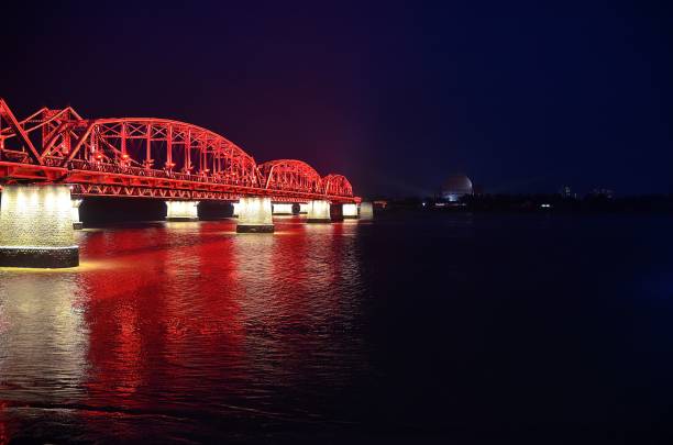 istock Sunset in Dandong over North Korea 1171289583