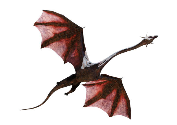 istock dragon, flying fairy tale animal isolated on white background, bottom view (3d creature illustration) 1171291995