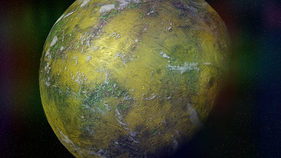 artist's impression, habitable fantasy planet far far away
