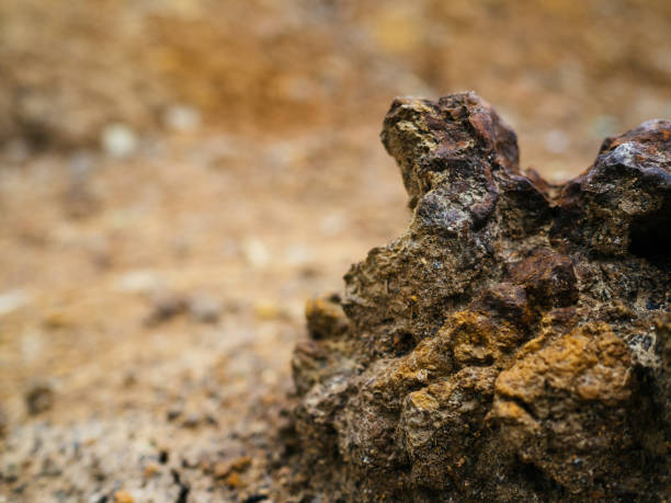 istock Iron ore deposits. Rusty stone with iron elements 1171301652