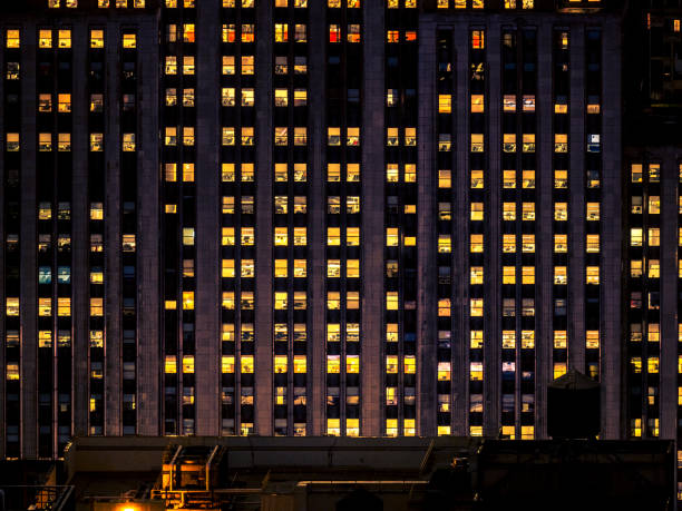 Office Buildings At Night stock photo