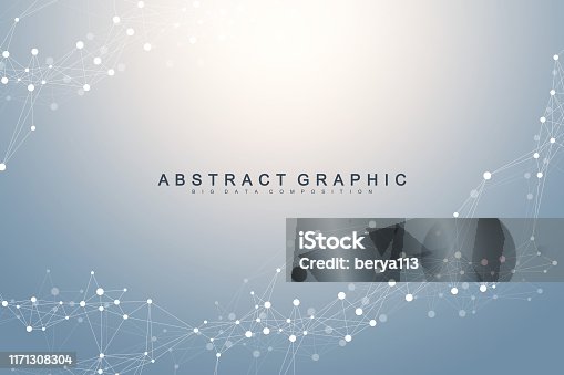 istock Geometric graphic background molecule and communication. Connected lines with dots. Minimalism chaotic illustration background. Concept of the science, chemistry, biology, medicine, technology vector 1171308304