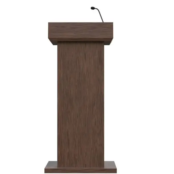 Photo of Wooden podium with a microphone