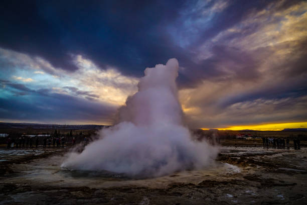 istock Geysir geyser and sunrise (Iceland) 1171310889