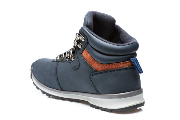 istock blue leather boot for everyday wear, reverse side, on a white background 1171310920