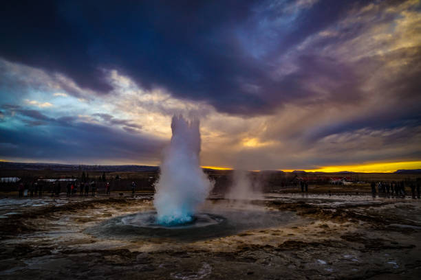 istock Geysir geyser and sunrise (Iceland) 1171310998