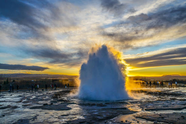 istock Geysir geyser and sunrise (Iceland) 1171311645