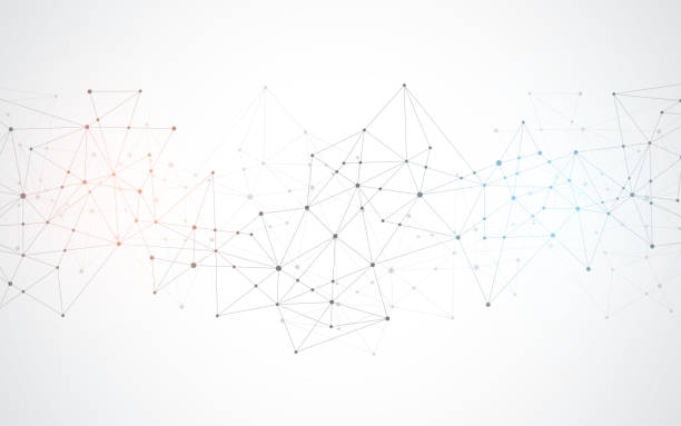 abstrakcyjne tło splotu z łączącymi kropkami i liniami. globalne połączenie sieciowe, technologia cyfrowa i koncepcja komunikacji. - technology stock illustrations
