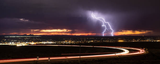 istock Monsoon Lightning at Dusk over the Upper Valley, El Paso, Texas 1171319023