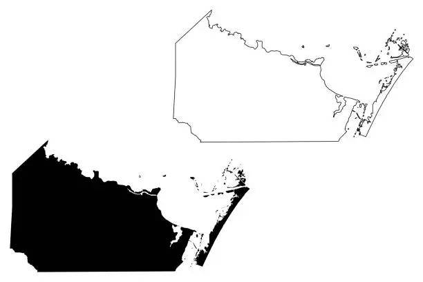 Vector illustration of Nueces County, Texas (Counties in Texas, United States of America,USA, U.S., US) map vector illustration, scribble sketch Nueces map