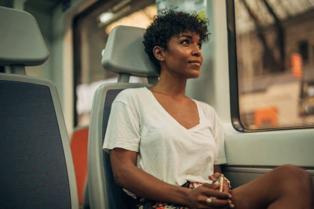 istock Beautiful woman in train 1171322763