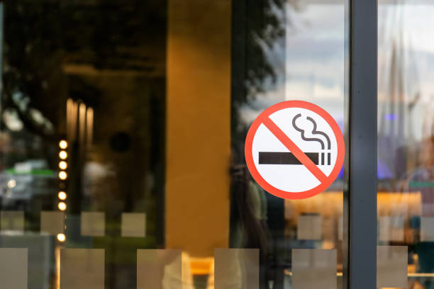 istock no smoking sticker on the door 1171323084