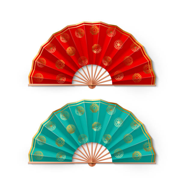 asiatische hand fan - fächer stock-grafiken, -clipart, -cartoons und -symbole