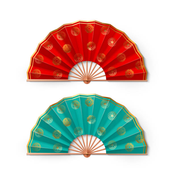 stof handicappet Skru ned Asian Hand Fan Stock Illustration - Download Image Now - Hand Fan, Chinese  Culture, East Asian Culture - iStock