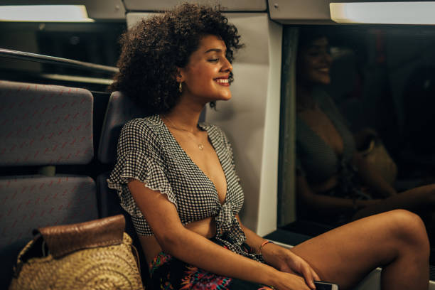 istock Beautiful woman in train 1171329719