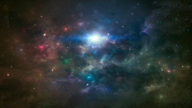 istock Space scene. Colorful nebula with stars. Space background. Digital hand painted 1171336604