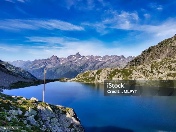 Lake Of The Sagne And Behind The Majestic Belledonne And Its Grand Pic Stock Photo - Download Image Now