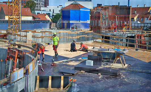 Odense August 30-2019. The construction of a modern centre of exploring the fairytales of the poet Hans Christian Andersen together with the world famous Childhood Home is taking form during summer 2019.