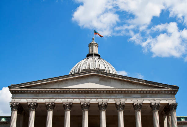 The National Gallery founded in 1824 and designed by William Wilkins is situated in London's Trafalgar Square. It has a huge collection of over 2,300 paintings dating from the 13th century until 1900.