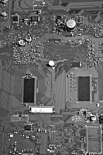 Black and white part of the TV motherboard