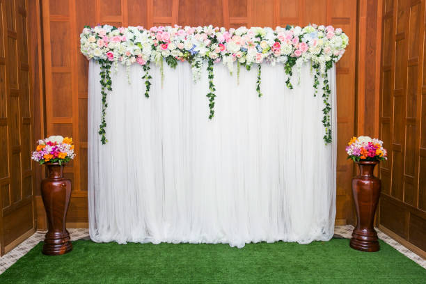 istock backdrop flowers arrangement for wedding ceremony 1171347280