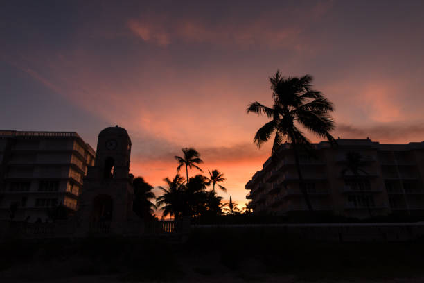 Pastel colored sunset on Palm Beach, Florida beach about a week & a half before hurricane Dorian.