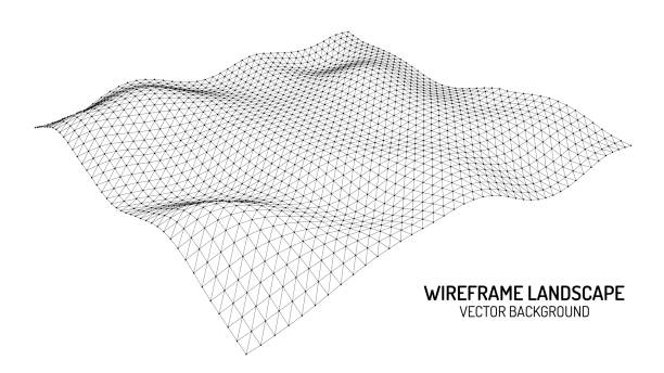 istock Abstract digital landscape with particles dots and stars on horizon. Wireframe landscape background. Big Data. 3d futuristic vector illustration. 80s Retro Sci-Fi Background 1171351343