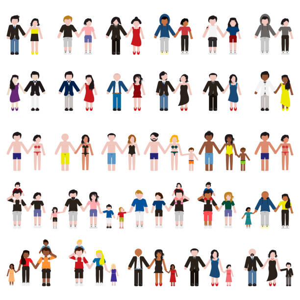 Young family and couples set. Vector. Young family and couples set. Vector. eps10. kids holding hands stock illustrations