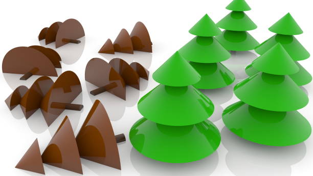 istock Concept of dead and green abstract spruces.Save forest environment concept 1171357044