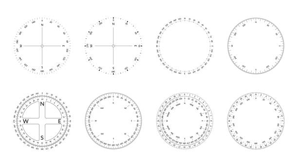 круговой затяжная с циферблатом и направлением ветра. редактируемая ширина штриха. - longitude stock illustrations
