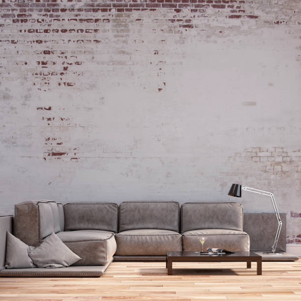 istock Empty living room with sofa - ruined wall 1171358717