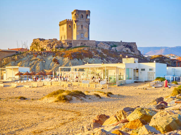 타리파 다운타운. 카디스 지방, 안달루시아, 스페인. - cadiz andalusia beach spain 뉴스 사진 이미지