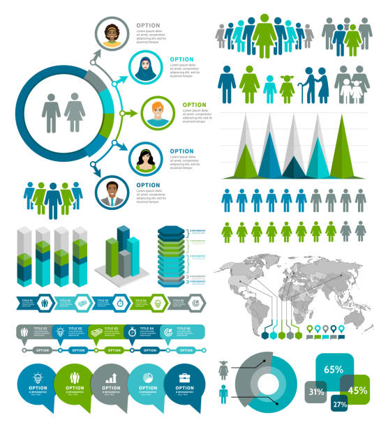 ilustrații de stoc cu elemente infografice demografice - demografie