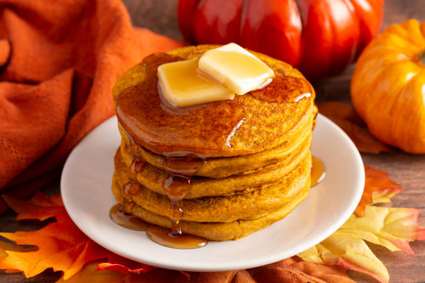 istock A Stack of Pumpkin Spice Flavored Pancakes on a Wooden Table 1171366137