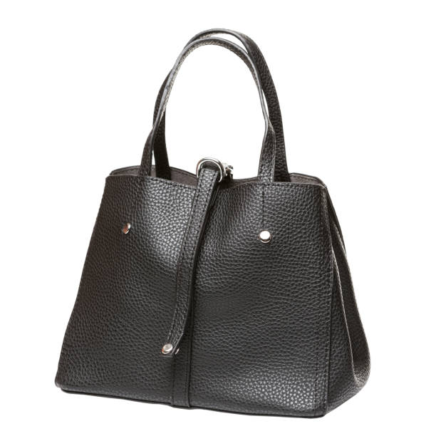 istock black leather women bag with large handles, textured leather, on a white background 1171366355